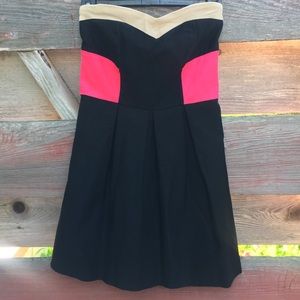 Strapless Color Block Cocktail Dress